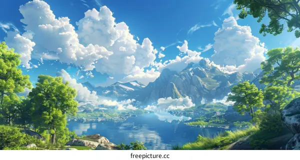 Beautiful Mountain Scenery Illustration