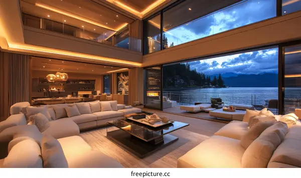Modern Luxury Lakeside Living Room