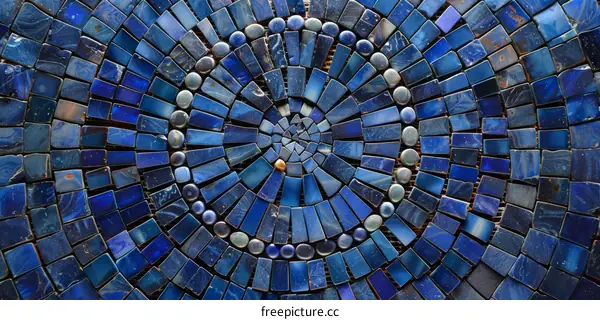 Blue mosaic circle pattern