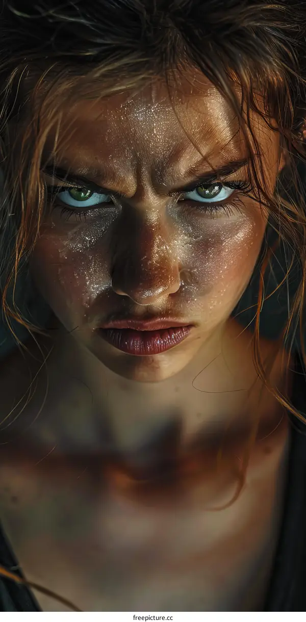 Close-up Portrait of a Determined Woman