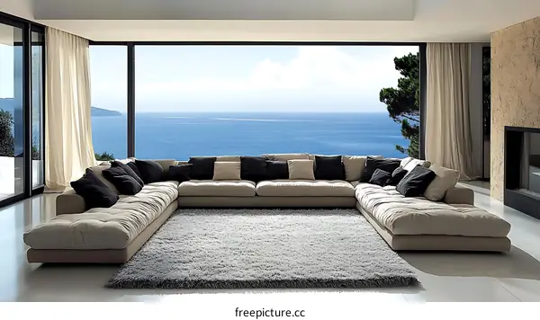 Modern Sectional Sofa with Ocean View
