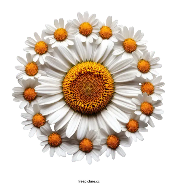 [Transparent Background PNG]Circular Arrangement of Chamomile Flowers