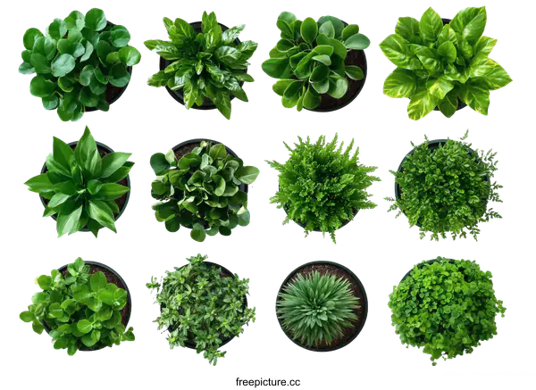 [Transparent Background PNG]Collection of Potted Plants in Different Varieties
