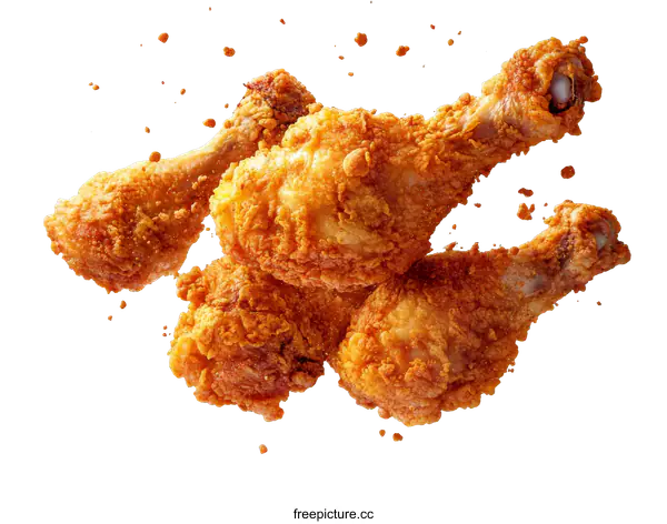 [Transparent Background PNG]Crispy Fried Chicken Drumsticks in Motion