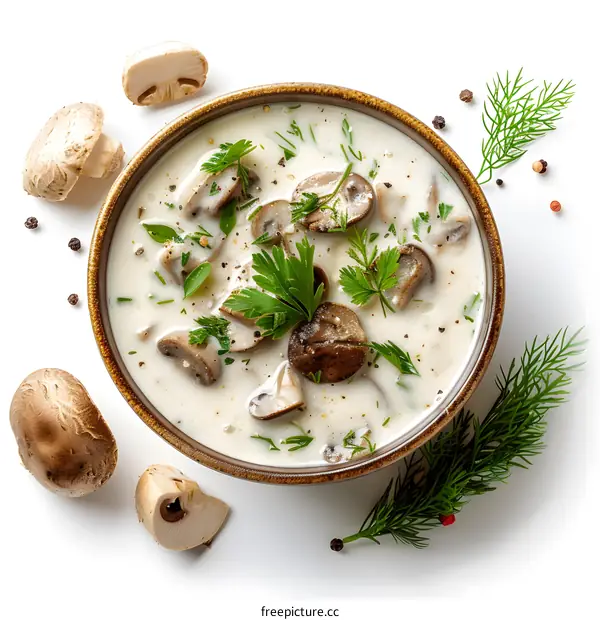 Cream of mushroom soup in a bowl