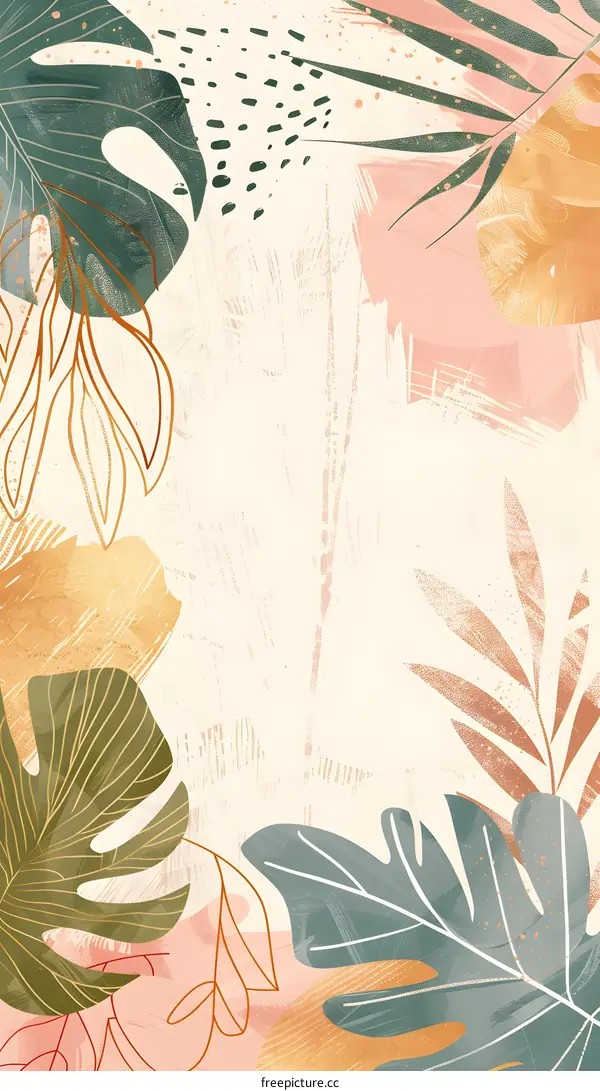 Abstract Watercolor Tropical Leaves Illustration