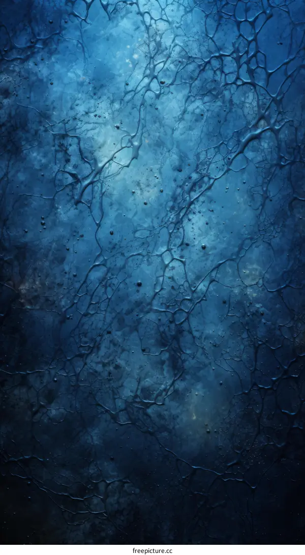 Blue abstract painting with a cracked surface
