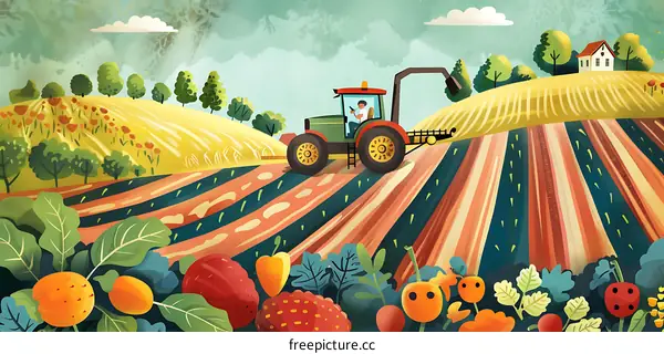 Farming in the Countryside Illustration