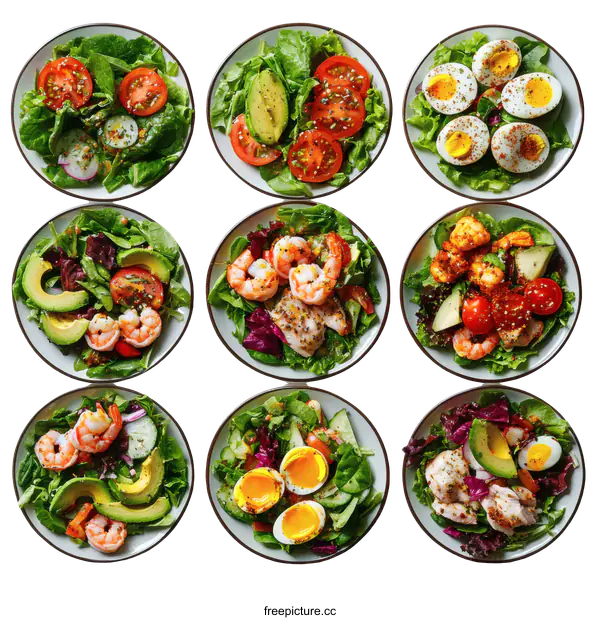 [Transparent Background PNG]Delicious Variety of Healthy Salads