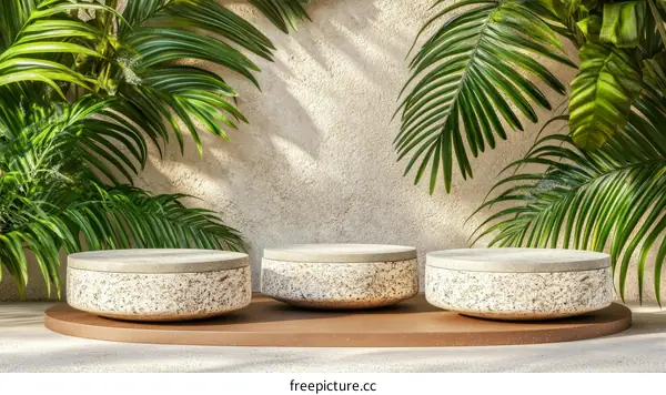 Modern Minimalist Display Stands with Tropical Plants