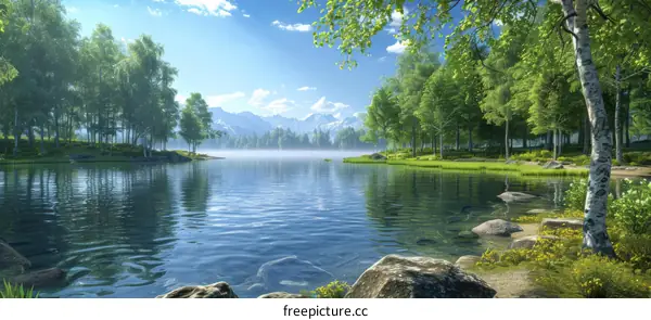 Tranquil Lake in the Valley of Mountains