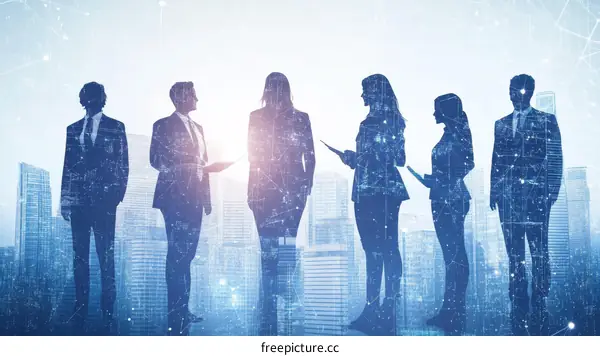 Business People Networking in Cityscape