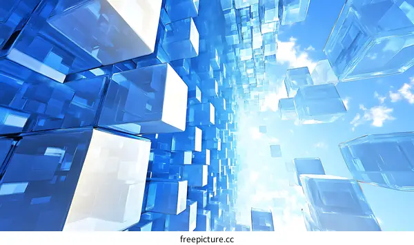 Abstract Glass Cubes into the Sky