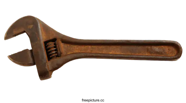 [Transparent Background PNG]Rusty Adjustable Wrench Close-up