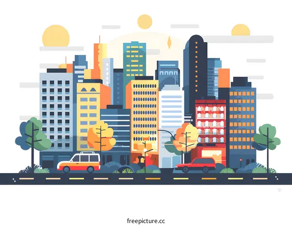 Cityscape Illustration with Flat Design