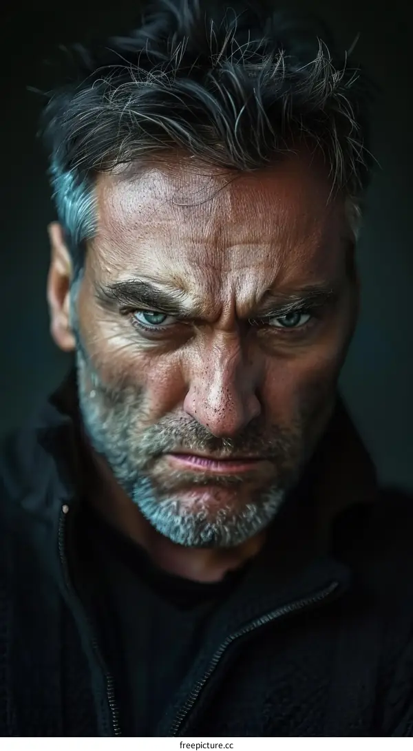 Close Up Portrait of a Serious Man