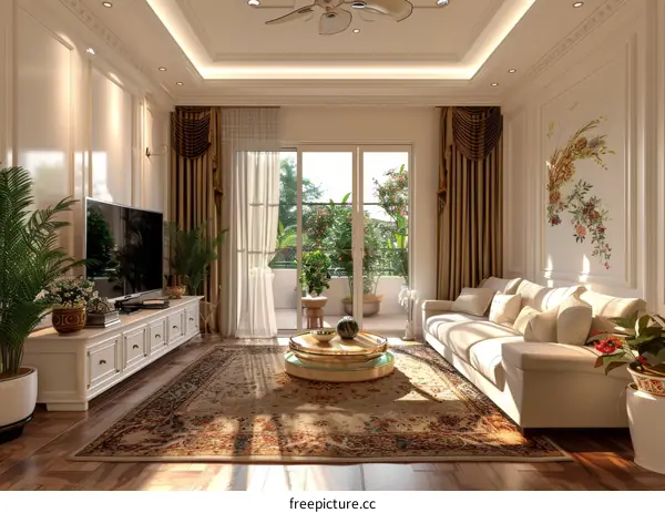 Modern Living Room Interior Design with Ample Sunlight