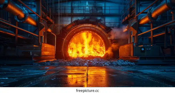 Fiery Industrial Furnace in Operation
