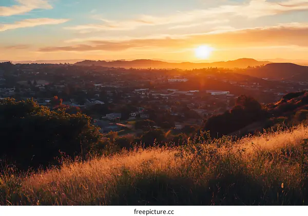 Golden Sunset Over Cityscape
