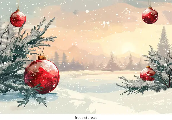 Christmas Winter Snow Scene Illustration