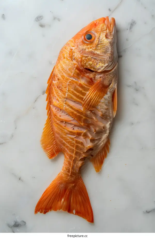 Fresh red snapper on a marble surface