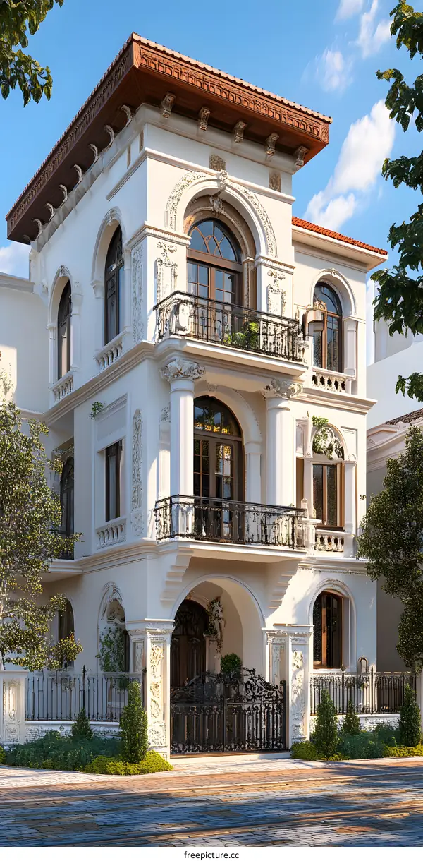 White Exterior of an Italian Style Villa