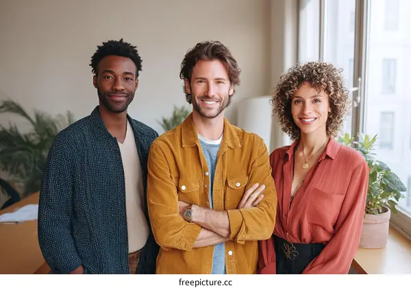Three Diverse Colleagues Smiling Together