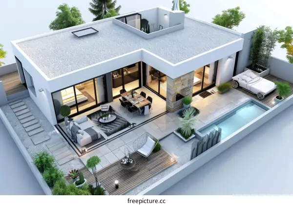 Luxurious Modern Villa with Swimming Pool and Courtyard