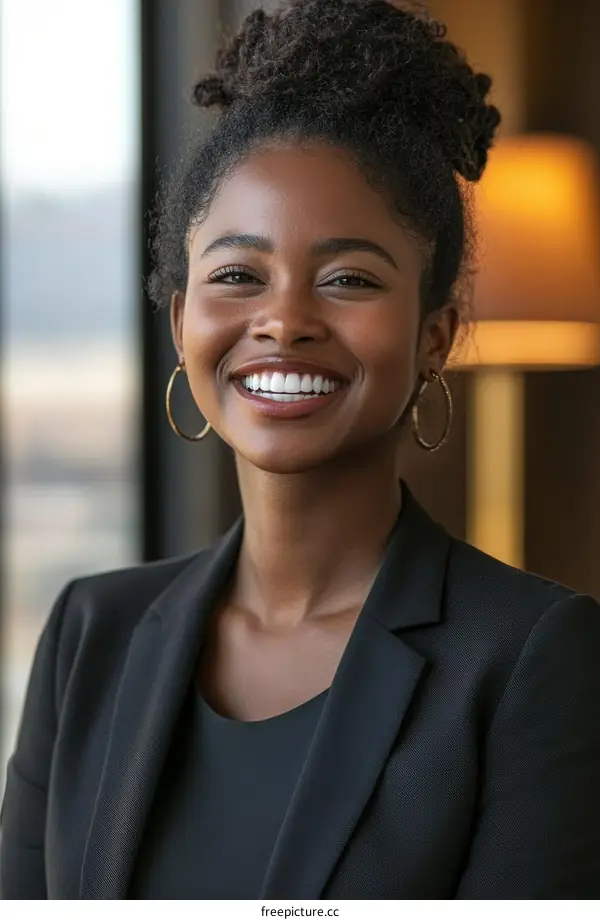 Smiling Black Business Woman Portrait