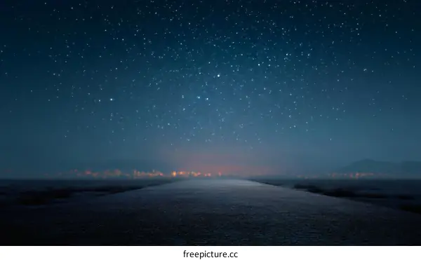 Starry Night Road Landscape Illustration