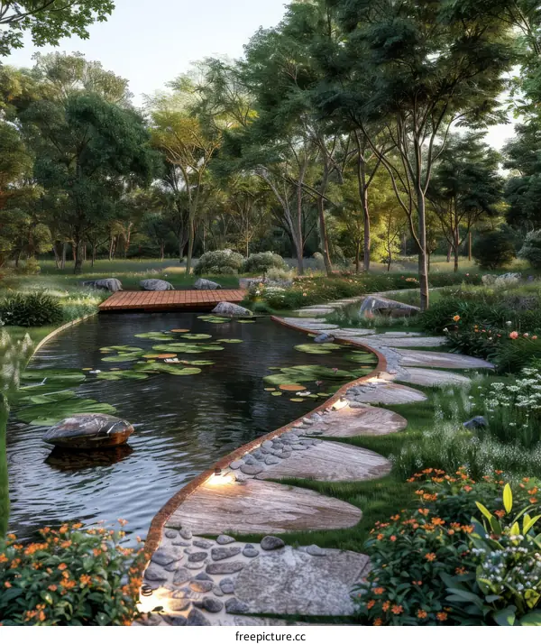Tranquil Garden Pond: Nature's Beauty