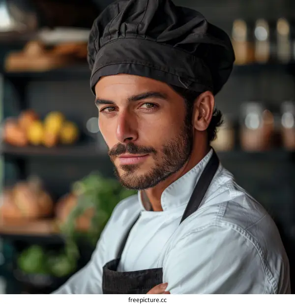 Confident Chef in Restaurant Kitchen