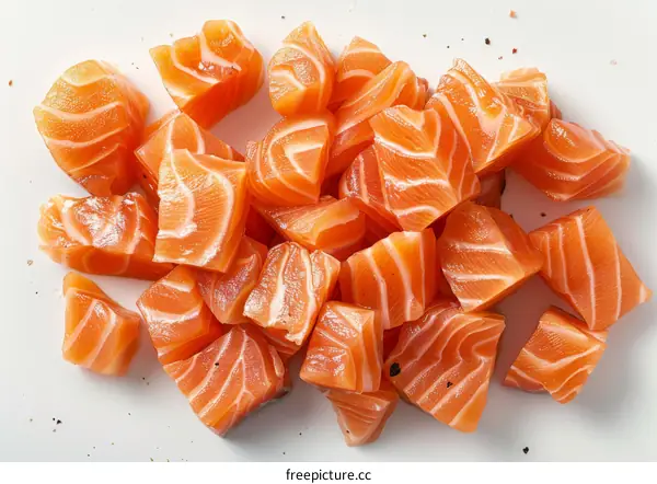 diced raw salmon