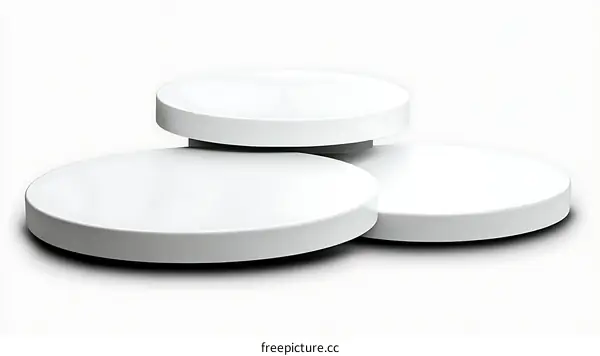 Three White Round Stages for Product Display