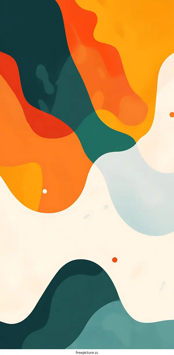 Abstract Background With Wavy Lines And Colorful Shapes