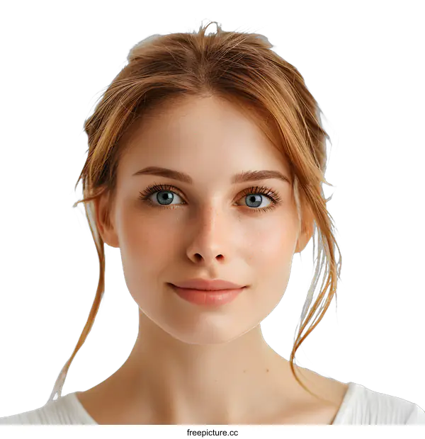 [Transparent Background PNG]Close Up Portrait of Woman With Red Hair and Blue Eyes