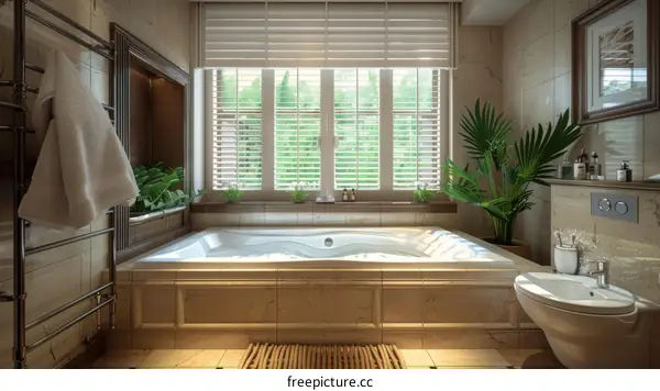 Luxurious Bathroom Interior Design with Luxurious Bathtub
