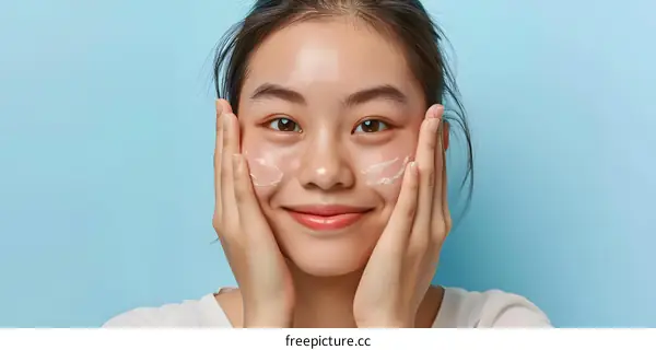 Young Woman Applying Cream on Her Face