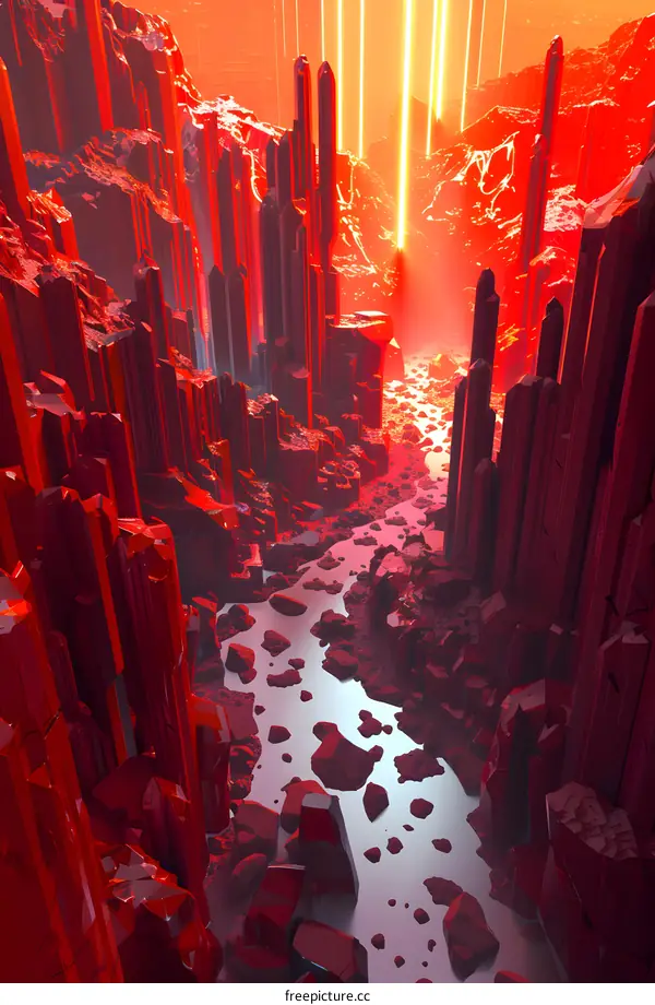 Red Crystal Canyon Landscape Illustration