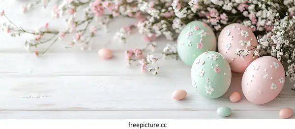 Pastel Easter Eggs with Flowers Arrangement
