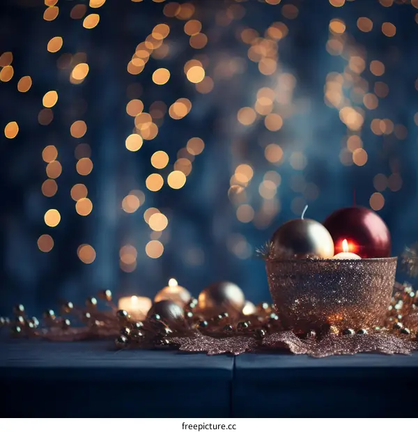 Christmas decoration with candles and ornaments