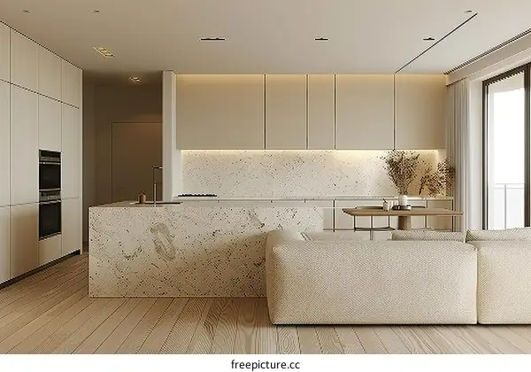 beige minimalist kitchen interior design