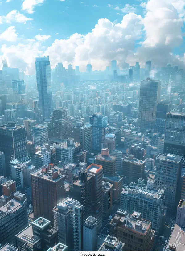 Misty Metropolis: Towering Skyscrapers