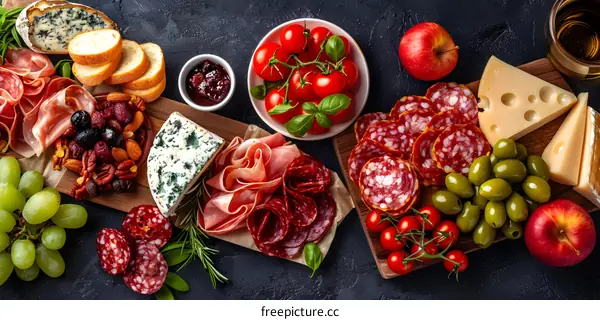 Charcuterie Board with Cheese, Fruit, and Olives