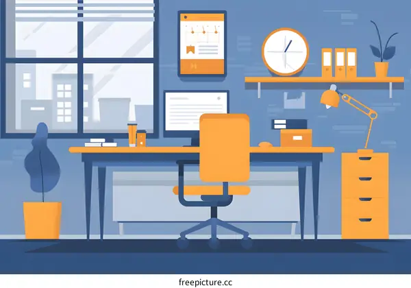 Modern Office Desk Workspace Design Illustration