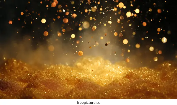 Golden Glitter Background with Sparkling Lights