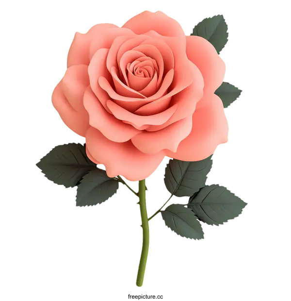 [Transparent Background PNG]Beautiful Coral Rose Illustration