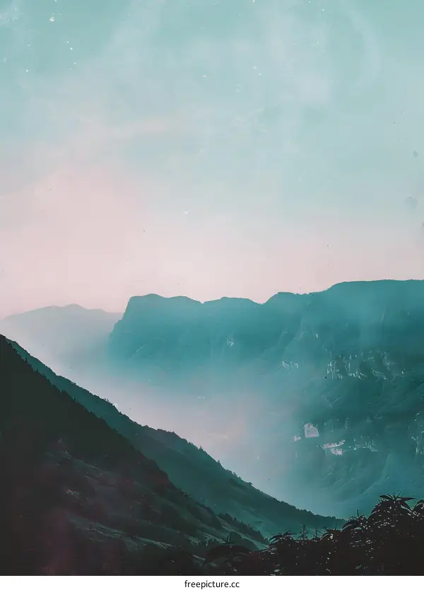 Mountain Landscape With Fog And Sky