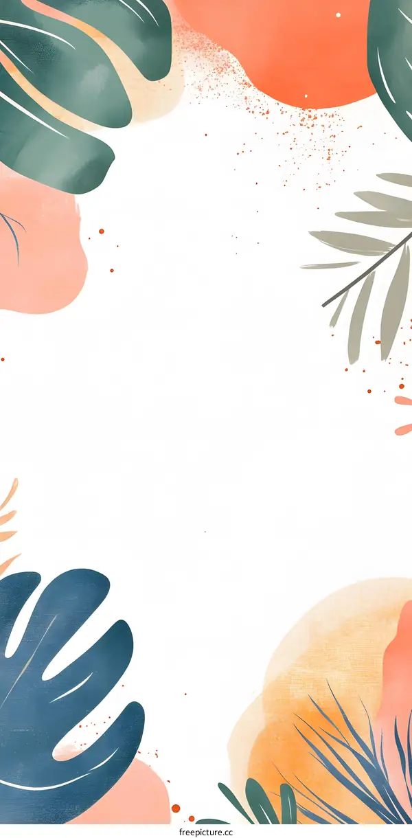 Abstract Watercolor Tropical Leaves  Background