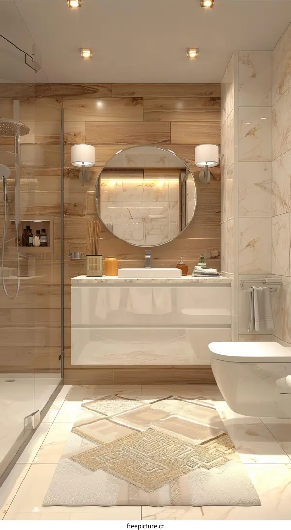Modern Beige Bathroom Interior Design